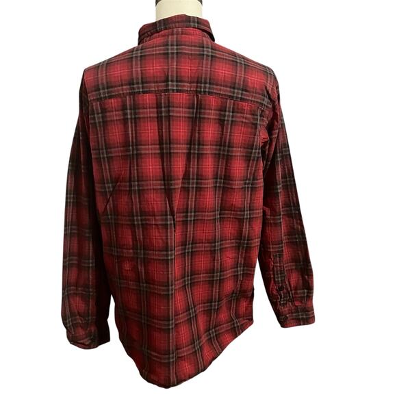 Columbia | Men's Red Black Plaid 100% Cotton Long Sleeve Button Down Sz XL - Picture 3 of 5